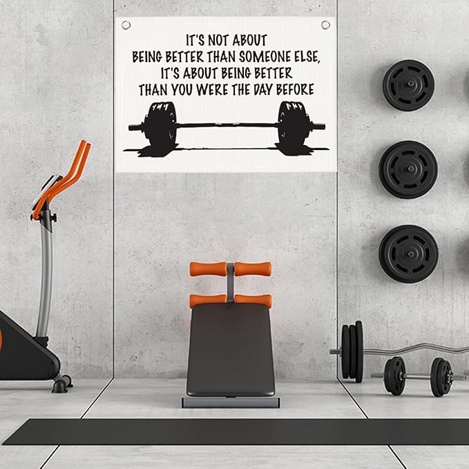 It's Not About Being Better Than Someone Else Gym Motivational Wall Art Banner Dorm Posters Gifts for Guys Men Women Gym Flag Decor for Home Gym Bedroom Workout Room 30x20 Inchs-StrideForce Fitness