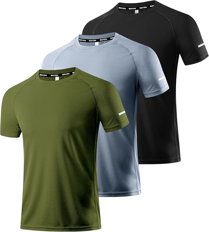 Boyzn 1, 3, 5 or 7 Pack Men's Workout Running Shirts, Dry Fit Moisture Wicking T-Shirt, Gym Athletic Short Sleeve Tee Shirts-StrideForce Fitness