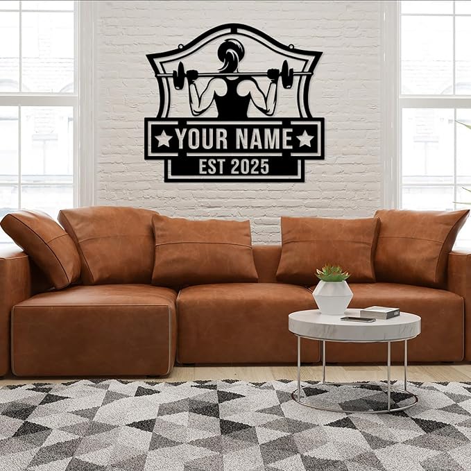 Personalized Metal Gym Sign, Custom Fitness Metal Wall Decor, Body Builder Lovers Gift, Gym Custom Unique Metal Wall Art, fitness room decor, home gym decor, gym wall art (Style-2)-StrideForce Fitness
