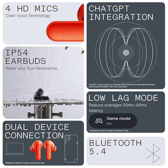 CMF Buds 2a Wireless Earbuds 2025 New Active Noise Cancelling 42dB Hybrid ANC Bluetooth Headphones, 12.4mm Dynamic Driver for Big Bass, 4 Mics Clear Calls, Sport Ear Buds for iPhone, Android, Orange-StrideForce Fitness