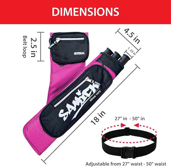 Archery Arrow Quiver - Adjustable Waist Hanged Quiver with 3 Removable Tubes & Pockets for Archery Arrows Case & Equipment - Ideal for Hunting & Target Practice - Right Handed Only-StrideForce Fitness