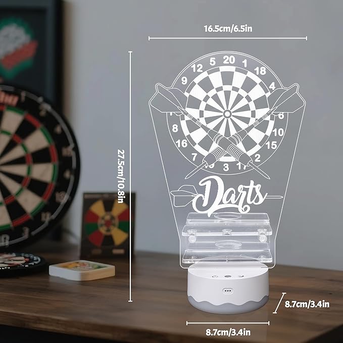 Light Up Dart Holder, 16 Colors Changing Lights Acrylic Dart Holder Stand with Remote Control, Birthday Christmas Gifts for Men Player or Darts Enthusiasts-StrideForce Fitness