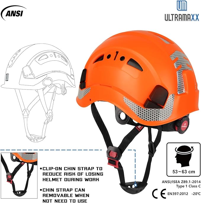 Safety Helmet Hard Hat, ANSI Z89.1 Approved Lightweight Vented Work Helmet, 6-Point Adjustable Ratchet Suspension Hardhat Ideal for Industrial and Construction-StrideForce Fitness