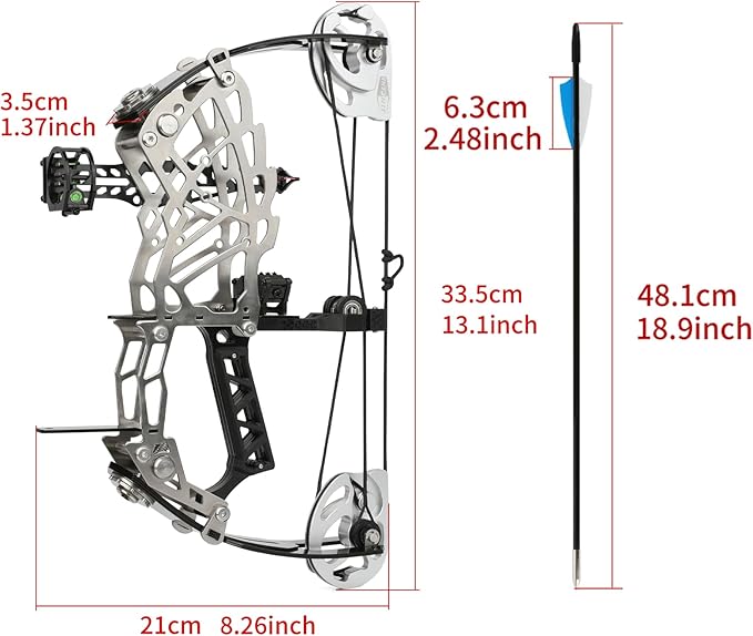 Short Axle Compound Bow Hunting Package Adjustable Draw Weight 15-32 Lbs No Bow Press Needed Includes 8 Carbon Arrows, Wrist Release & Sight Left/Right Hand (Short Shaft Type 1)-StrideForce Fitness