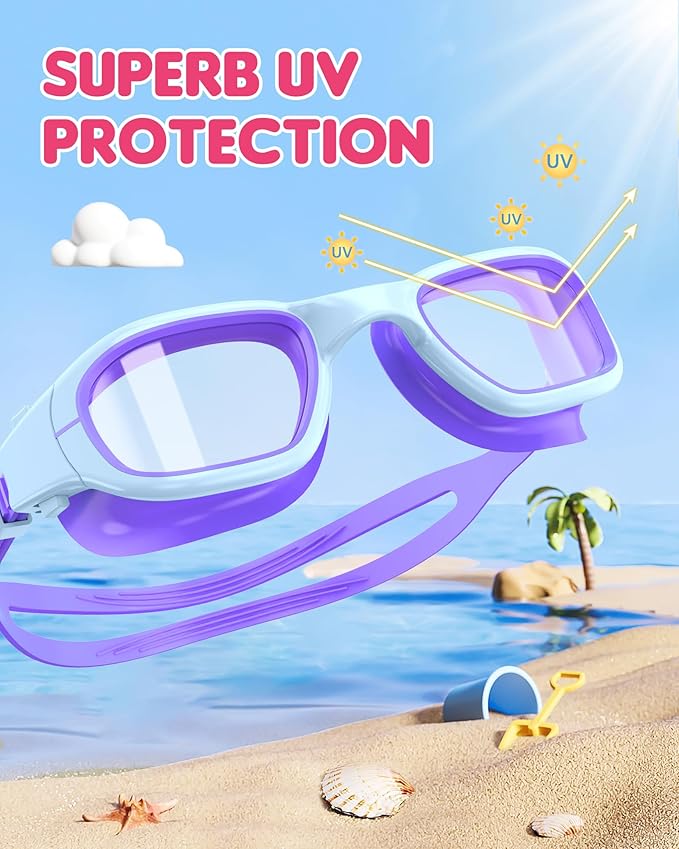 Kids Swim Goggles,Swimming Goggles for Kids 6-14, Anti-Fog UV Protection Pool Glasses for Boys Girls-StrideForce Fitness