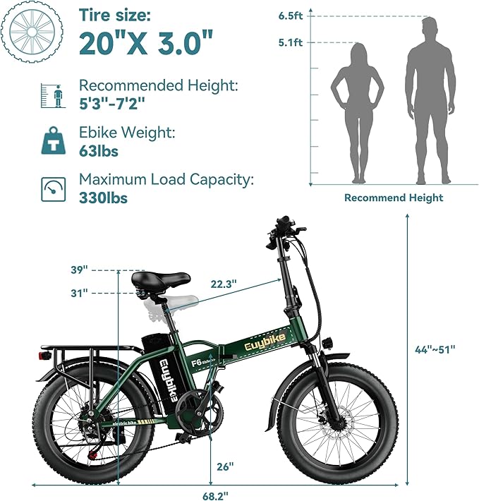 Foldable Electric Bike for Adults, 30+MPH, 48V 20Ah Removable Battery up to 80Miles, 20" Fat Tire Peak 1000W Motor Dirt Ebike Adult Electric Bicycle for City Commute Beach Mountain Adventurous E Bike-StrideForce Fitness