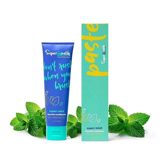 SuperMouth Fluoride Toothpaste - Adults & Kids, Fights Cavities, Whitens, Nano Hydroxyapatite, Dentist Developed, Safe Clean Ingredients, Gentle on Sensitive Teeth, Vitamins D3 & K2, 4 Tasty Flavors