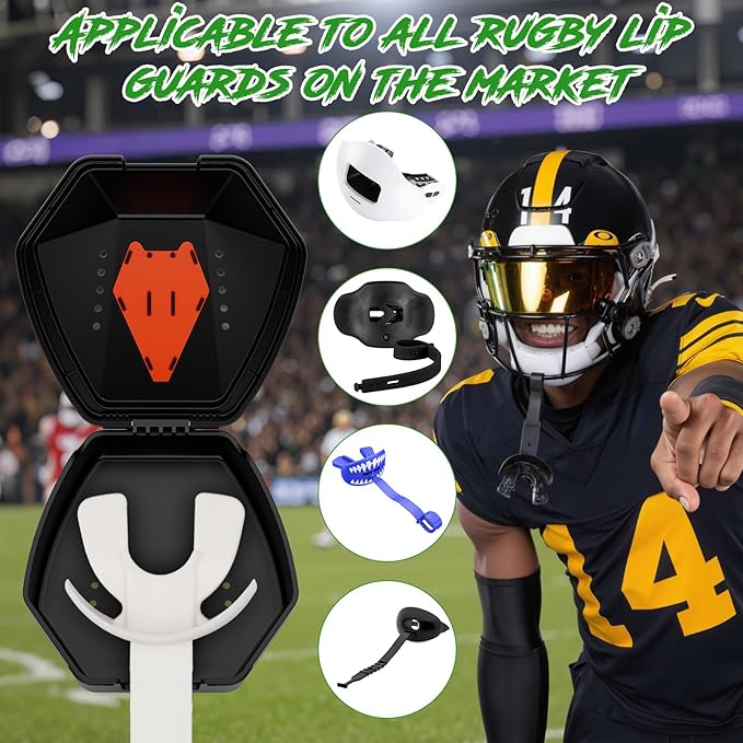 ARGOMAX Sports Lip Guard Case with Clip, Specializing Storage of Mouthguards with Lip Protection. Compatible with Various Brands of Football Lip Guard, Black+Orange.-StrideForce Fitness