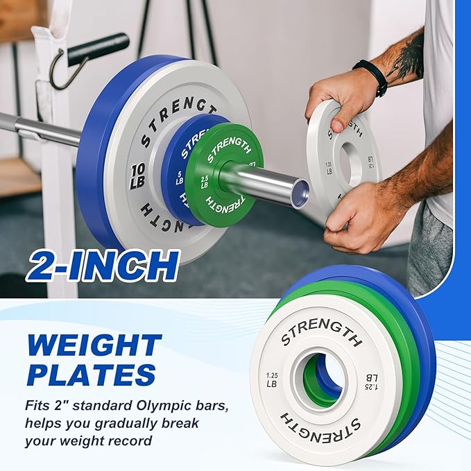 XDDIAS Rubber Weight Plates for Barbell, 2-Inch Olympic Grip Plate for Strength Training, Weightlifting and Bodybuilding in Home & Gym, Solid Cast Iron Weight Plates Pair and Sets-StrideForce Fitness