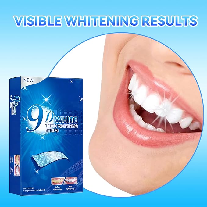 Teeth Whitening Strips - 9D Teeth Whitening Kit Professional Effects, Non-Sensitive Teeth Whitener for Enamel Safe, 28 Strips (14 Day Treatment) Remove Stain for a Brighter Smile, Mint
