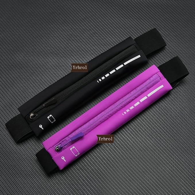 2 Pack Running Belt Slim Pack for Women Men, Phone Holder Runners Pouch Waist Belt for Workout Jogging, Money Belt Running Gift Gear Accessories, Black, One Size, Fashion (Black)-StrideForce Fitness