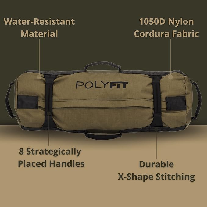 Polyfit Classic Sandbag - Heavy Duty Workout Sandbag for Fitness with 8 Gripping Handles for Sand Bag Weight Training - Multiple Colors & Sizes-StrideForce Fitness