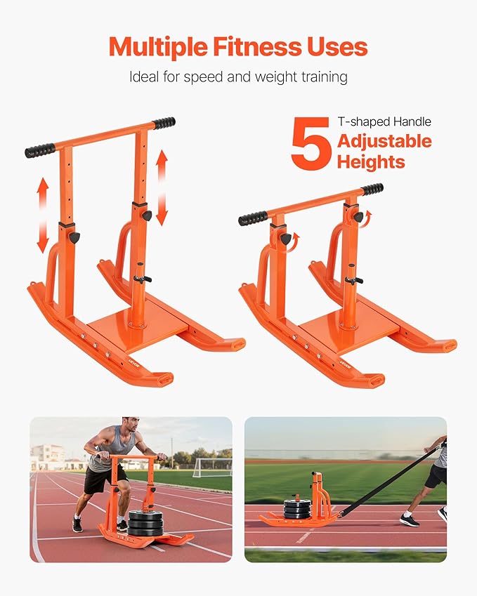 VEVOR Weight Sled, Steel Power Sled, Fitness Training Sleds for Athletic Exercise Speed Improvement, Workout Equipment with Adjustable Height Handle-StrideForce Fitness