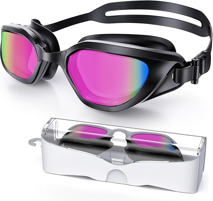 Swim Goggles, Unisex Adult Swimming Goggles Anti Fog Anti UV No Leakage Wide View for Men Women Youth-StrideForce Fitness