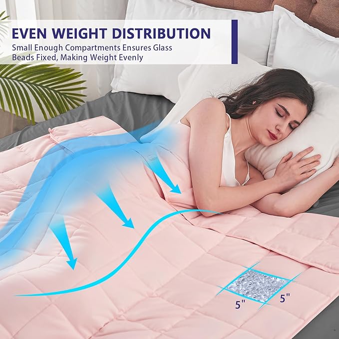 yescool King Size Weighted Blanket for Adults (20 lbs, 80” x 87”, Pink) Cooling Heavy Blanket for Sleeping Perfect for 190-210 lbs, Breathable Blanket for Adults & Couple All Season, Machine Washable-StrideForce Fitness