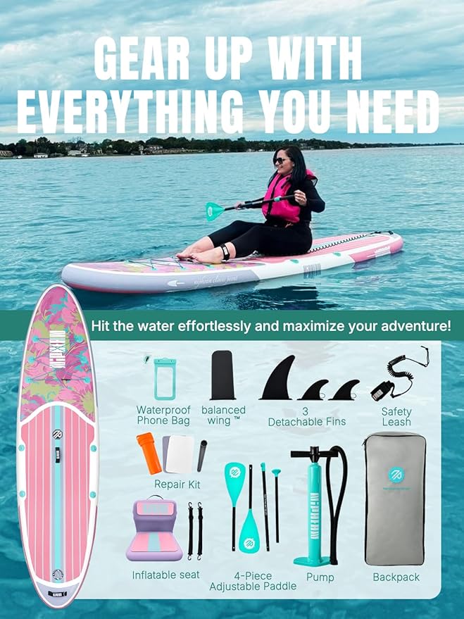 Niphean Inflatable Stand Up Paddle Board with SUP Accessories, Anti-Slip EVA Deck, 10’6’’ Inflatable Paddle Boards for Adults & Youth of All Skill Levels-StrideForce Fitness