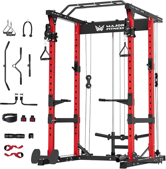 MAJOR FITNESS Drone1 Power Cage - Multi-Function Power Rack for Home Gym, Squat Rack, Cable Crossover System, for Strength Training, Heavy-Duty Steel Construction-StrideForce Fitness