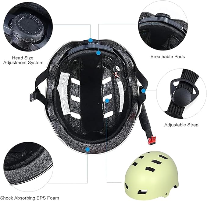 Bike Helmet 3 Sizes for Teenager Kids Youth Adults,Bavilk Skateboard Helmet Adjustable Multi-Sport Bicycle Cycling Scooter Roller Skate Inline Skating Rollerblading for Girls Boys Women Men Teen-StrideForce Fitness