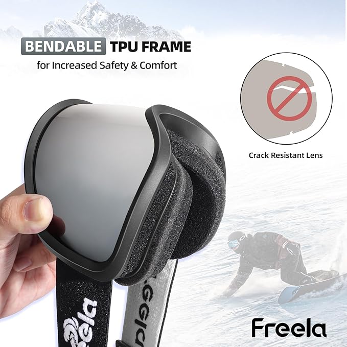 Freela Ski Goggles OTG Men Women, Over Glasses Snow Snowboard Sports Goggles for Adult Youth 100% UV400 Protection Anti Fog-StrideForce Fitness