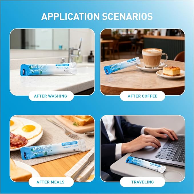 Mouthwash Travel Size Portable Packets to Go, Alcohol Fluoride Free Fresh Mint for Travel Essentials, Travel Mouth Wash for Superior Oral Hygiene, 20 Individual Travel Mouthwash Packets (Pack of 20)