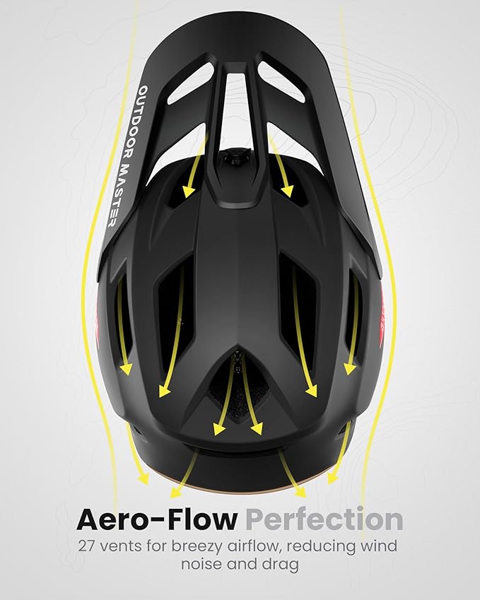 OutdoorMaster MIPS Full Face Mountain Bike Helmet for Men & Women - Two Removable Chin Pad, Ventilation Lightweight - Racing Downhill DH BMX MTB Helmet-StrideForce Fitness