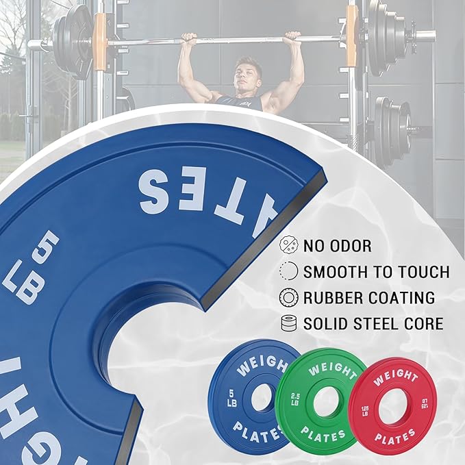 2 in Change Plates 1.25LB Pairs 2.5LB Pairs 5LB Pairs 10LB Pairs 17.5 LB 37.5 LB Set Fractional Weight Plates Set,Bumper plates for Gym Home,Rubber Coating & Steel-StrideForce Fitness