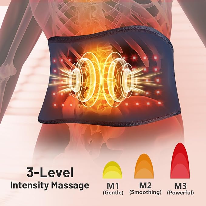 Red Light Therapy Belt & Back Massager for Pain Relief, Infrared Light Therapy Vibration Rechargeable, Red Light Therapy Device for Body Massage for Back Shoulder Waist Knee for Cordless Use-StrideForce Fitness