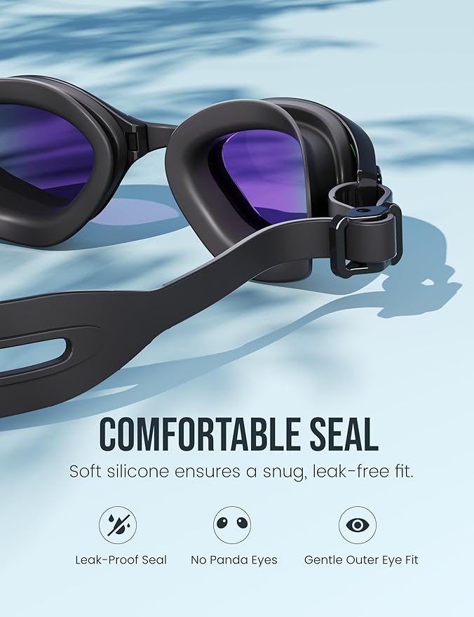 Swimming Goggles, No Leaking Swim Pool Goggles for Adults with Fog-Resistant, UV-Blocking Lenses for Men Women Youth-StrideForce Fitness