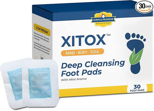 Simple Promise - Xitox Deep Cleansing Foot Pads - Supports Restful Sleep & Helps Remove Tension - Natural Herbal Ingredients for Feet - Comfortable Adhesive & Easy Peel - 30 Foot Patches - Mint Aroma-StrideForce Fitness