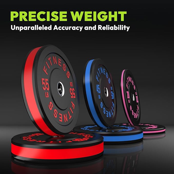 Rubber Weight Plates, Olympic Bumper Plate Set 2-Inch, 45/100 / 160/190 / 260/300 lb Barbell Weights for Home Gym, Colored Standard Strength Training Plates for Weightlifting-StrideForce Fitness