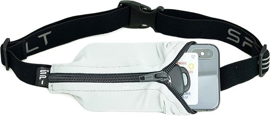 SPIbelt Running Belt for Women Men, Phone Holder for Running, Running Fanny Pack, Holder for Phone, Running Waist Pack, Adjustable Waist, [Fits All Phones]. Cloudy Grey with Black Zipper-StrideForce Fitness