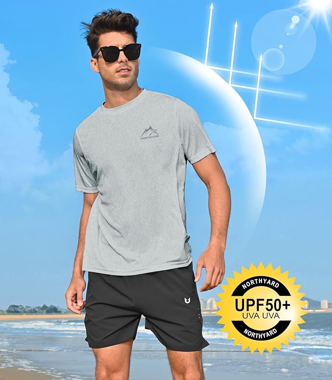 NORTHYARD Men's UPF 50+ Sun Protection Shirts Swim SPF UV Quick Dry Short Sleeve T-Shirts for Athletic Fishing Rash Guard-StrideForce Fitness
