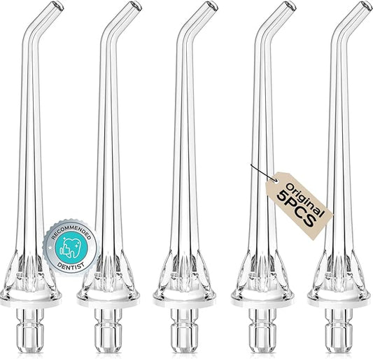 COSLUS Original Water Flosser Replacement Tips: Replacement Heads Compatible with COSLUS, Aquasonic, Nicwell, Oralfree, WELLFINE, Hangsun, Tovendor Water Dental Pick, Flosser Accessory, 5 Classic Tips