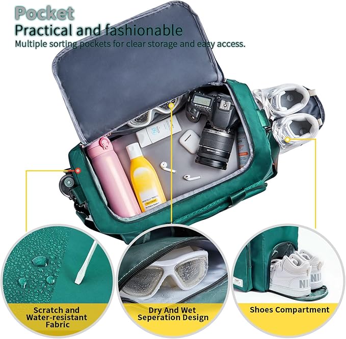 FIORETTO Women's Gym Duffle Bag with Shoes Compartment, 37L Capacity, Ideal for Travel, Gym, Sports, Duffel, Weekender-StrideForce Fitness