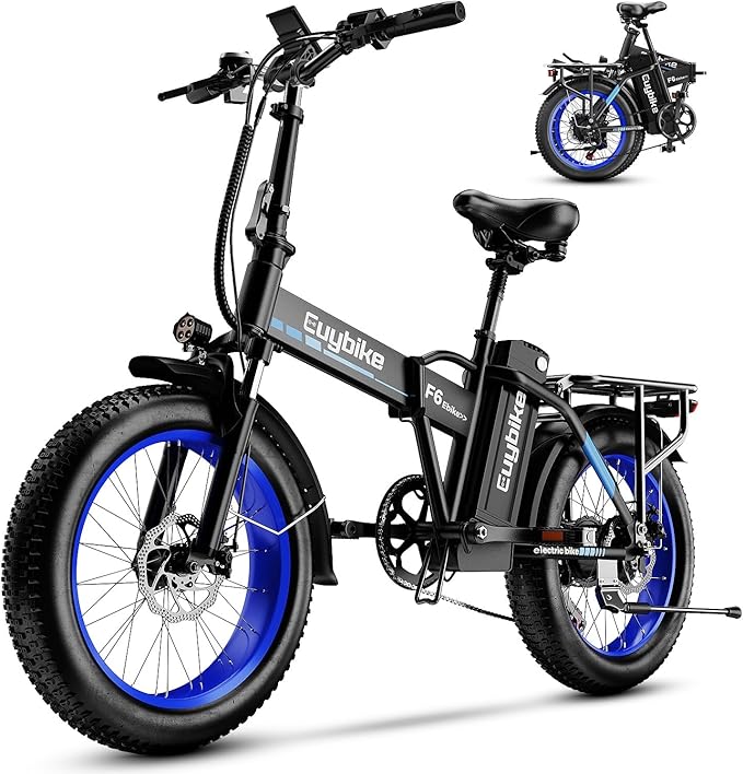 1000W Folding Electric Bike, 48V 20AH Large Removable Battery E Bike, 30+MPH, 80 Miles Max Range, 20" Fat Tire Electric Bike for Adults, Adult Electric Bicycles for Commute Beach Snow-StrideForce Fitness