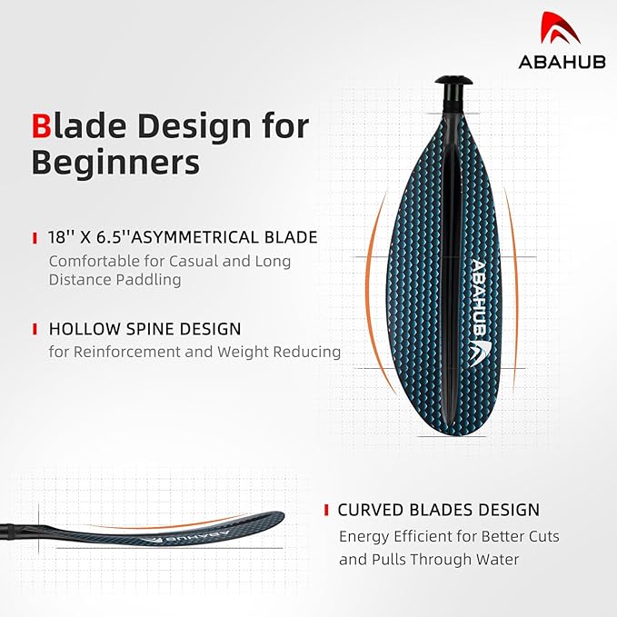 Abahub Kayak Paddle, 90.5 Inches Kayaking Oars for Boating, Canoeing with Free Paddle Leash, Aluminum Alloy Shaft Black/Blue/Green/Orange/Yellow Plastic Blades-StrideForce Fitness