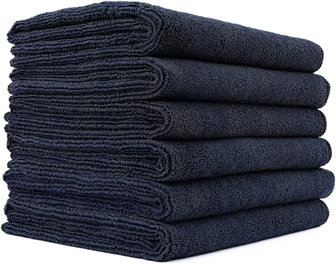 The Rag Company Microfiber Spa and Yoga Towel - Soft and Absorbent Towel for Gym, Spa, Exercise, Hotel, and Resort Use - Dries Fast - 16x27 inches, Midnight, 6-Pack-StrideForce Fitness