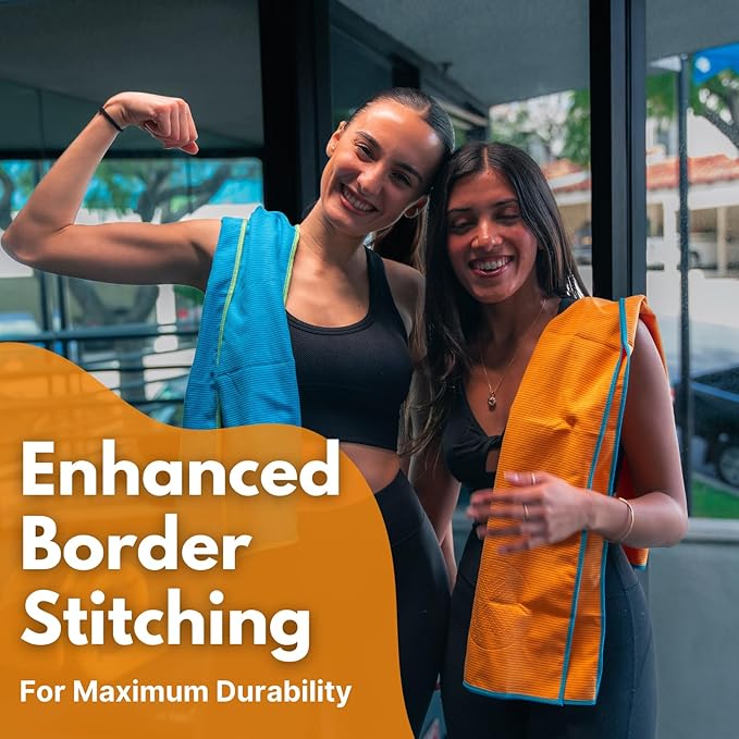 ECCOSOPHY Microfiber Beach Towel – Quick Dry Gym Towel, Highly Absorbent with Ribbed Texture, Lightweight – Ideal for Travel, Pool, Yoga, Fitness & Outdoor Adventures – 40x20 Creamsicle-StrideForce Fitness