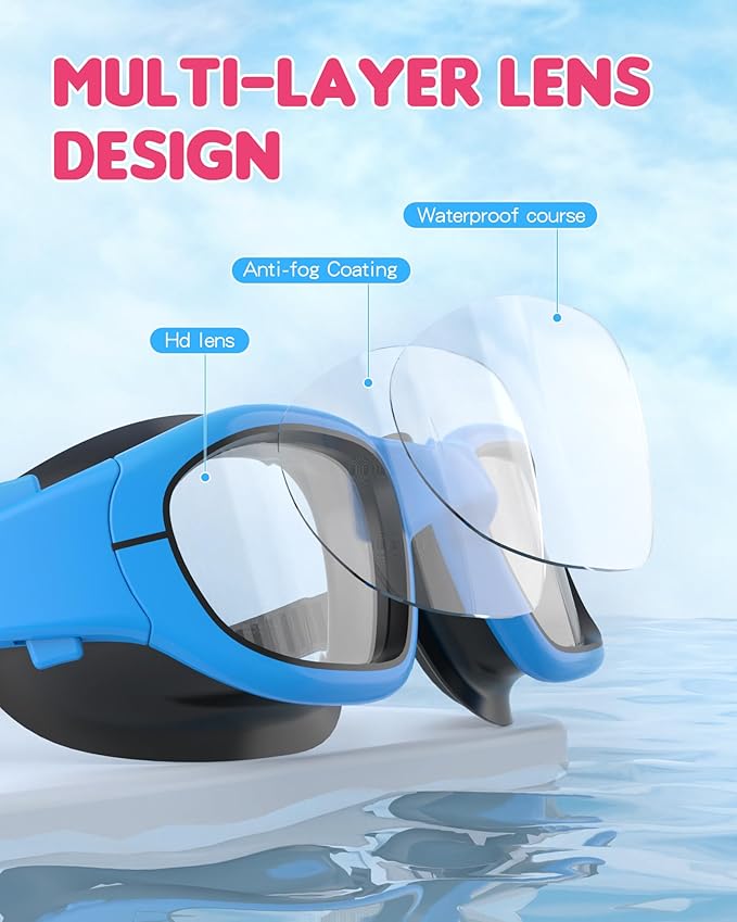 Kids Swim Goggles,Swimming Goggles for Kids 6-14, Anti-Fog UV Protection Pool Glasses for Boys Girls-StrideForce Fitness