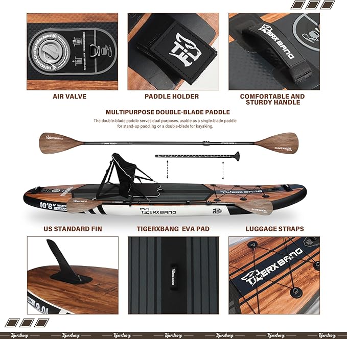 Paddle Board, 10.8' Stand Up Paddle Board with Premium Complete Inflatable SUP Accessories, Extra Wide Paddleboards for Adults & Kids-Pandora Collection-StrideForce Fitness