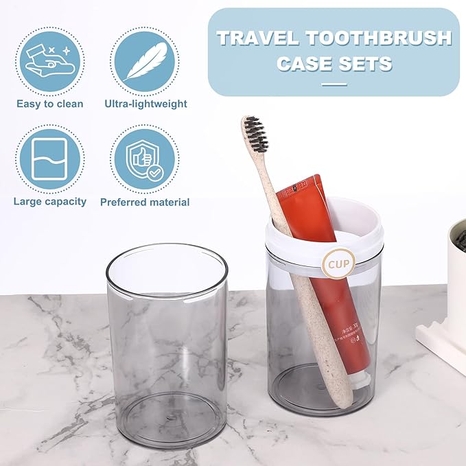 uxcell 1Pcs Travel Toothbrush Case, Portable Travel Toothbrush Holder with Cover, Toothbrush and Toothpaste Container for Bathroom, Gym,Business Trip, Camping (Black)