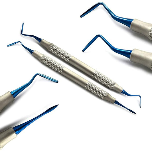 MEDSPO Professional Dental Instruments Osteotome Periotome Luxating Elevator Implant | Orthodontic PDL Teeth | Surgical Root Extraction Spreading (Titanium Coated Tips Sinus Lift PT1 & PT2 Set Of 2)