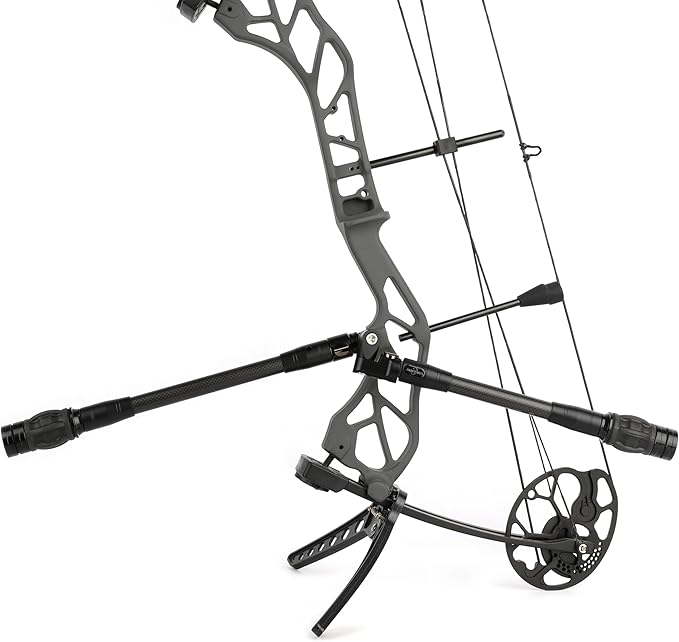AMEYXGS Archery Bow Stabilizer for Compound Bow, 3K Carbon Fiber 6", 8", 10", 12" 15" Rods, Damping System, Weights Kit, Single Side V-Bar Mount,Quick Disconnect-StrideForce Fitness