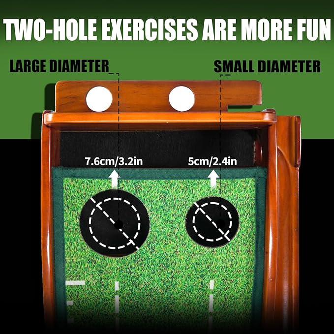 GimYaa Golf Putting mat Green Indoor and Outdoor with Auto Ball Return,Game Practice Golf Gifts for Home, Office, Backyard Indoor Golf and Outdoor Use, Crystal Velvet Mat-StrideForce Fitness