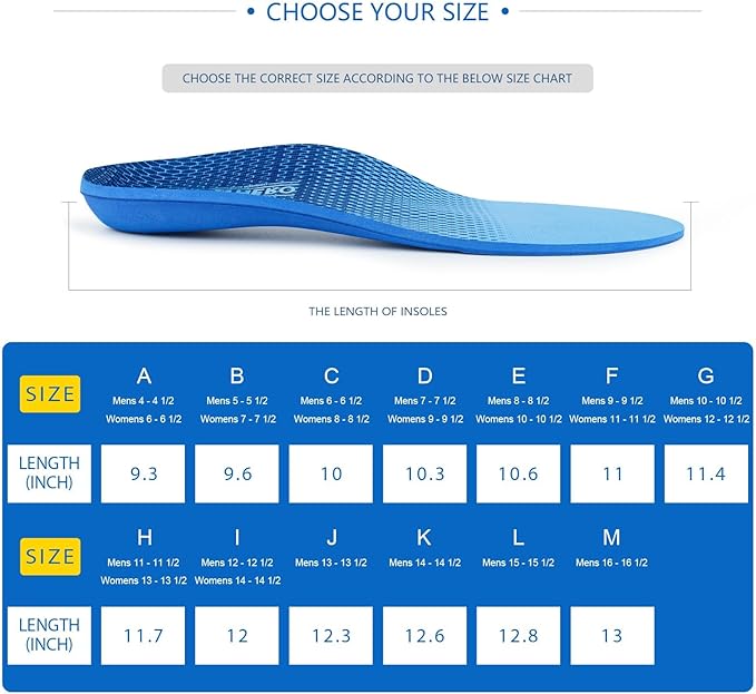 Plantar Fasciitis Feet Insoles Arch Supports Orthotics Inserts Relieve Flat Feet, High Arch (Mens 15-15 1/2)-StrideForce Fitness