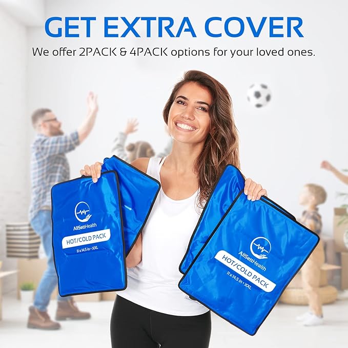 Reusable Ice Packs for Injuries Reusable | 11" x 14.5" - 2 Pack XL | Hot & Cold Pack | Large Ice Pack for Back Pain Relief, Flexible When Frozen | Cold Compress for Back, Knee, and Shoulder Injuries-StrideForce Fitness