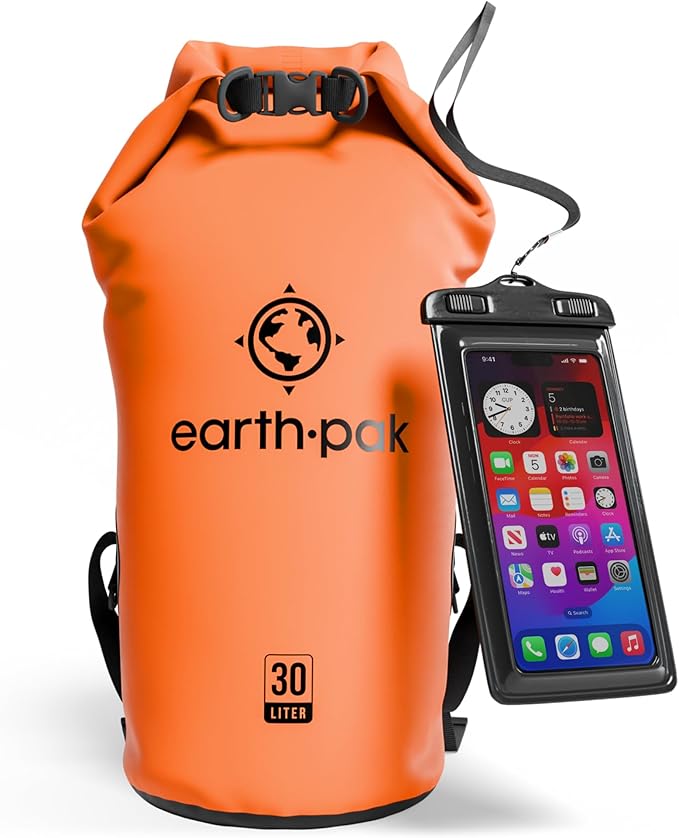 Earth Pak Waterproof Dry Bag - Roll Top Waterproof Backpack Sack Keeps Gear Dry for Kayak with Waterproof Phone Case-StrideForce Fitness