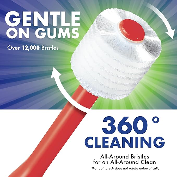 Brilliant Oral Care Kids Toothbrush with Soft Bristles and Round Head, for a Child Approved, Easy to Use All-Around Clean Mouth, Ages 5-9 Years, Red Purple Royal, 3 Pack