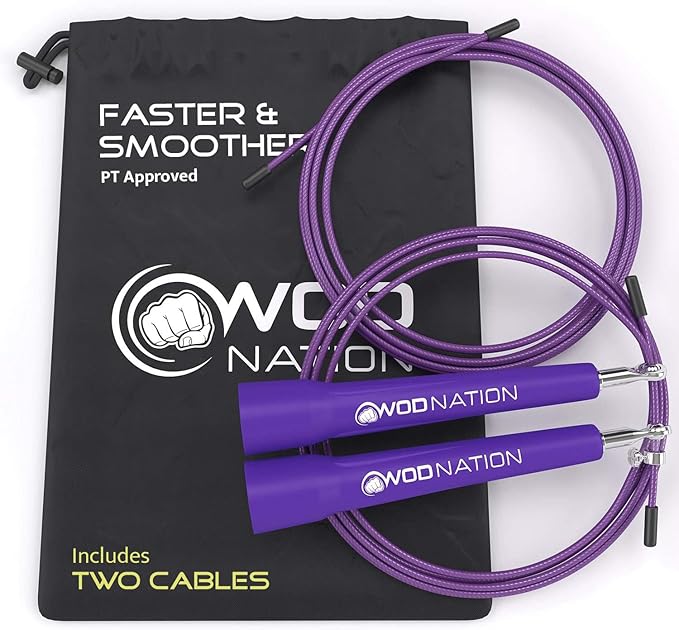 WOD Nation Adjustable Speed Jump Rope For Men, Women & Children - Blazing Fast Fitness Skipping Rope Perfect for Boxing, MMA, Endurance-StrideForce Fitness
