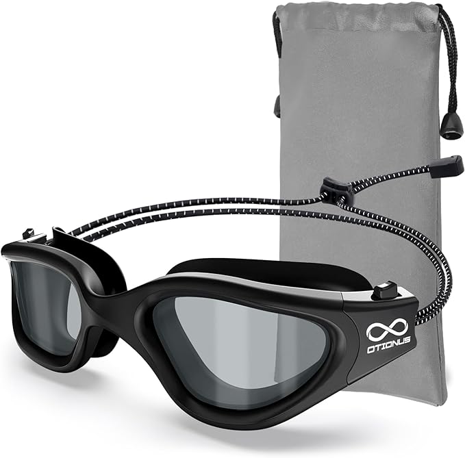 Swim Goggles, Polarized Adult Swimming Goggles Bungee Strap No Hair Pulling Anti-fog Pool Goggles for Men Women-StrideForce Fitness